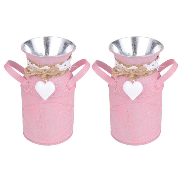 2pcs vintage metal flower vase avec handeau métal shabby chic watering can vase