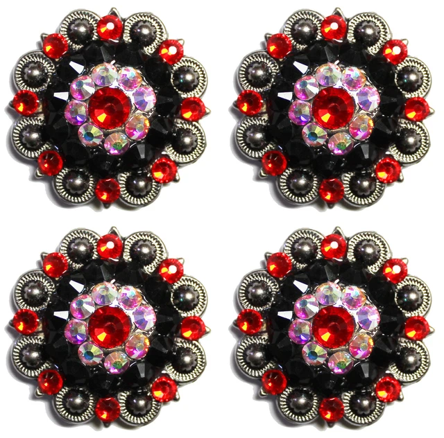 4 Conchos Silla de Caballo Estrás Silla de Silla Occidental Tack BridleRed Berry CO517