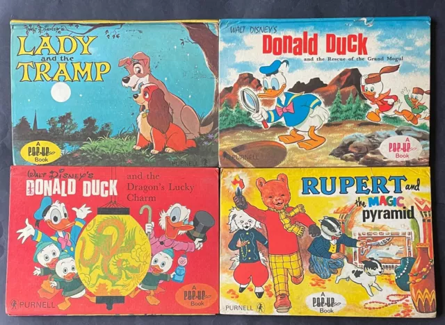 Walt Disney, Donald Duck, Lady & the Tramp, Rupert Bear - original pop up books