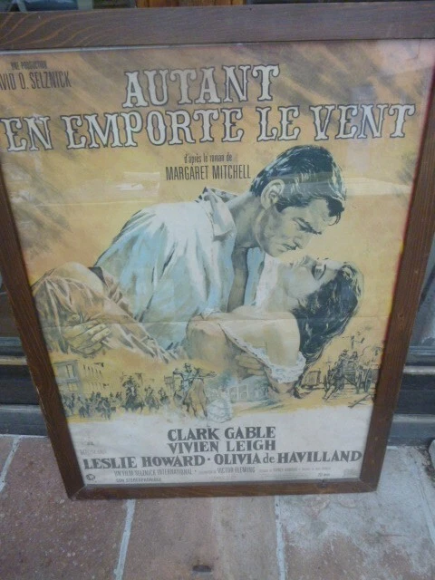 Affiche de cinema originale ancienne - Autant en emporte le vent encadrée -60x80