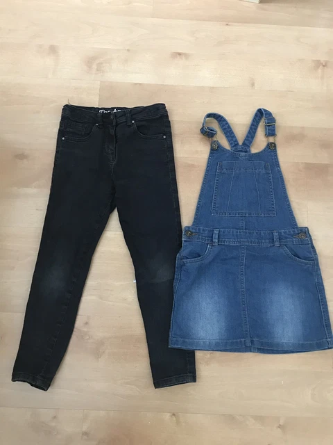 Girls Age 7 Clothes Black Skinny Jeans Bundle Dungaree Dress