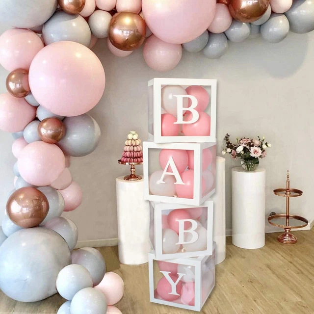 Balloon Boxes with BABY Letters Baby Shower, Transparent Birthday Balloon Blocks