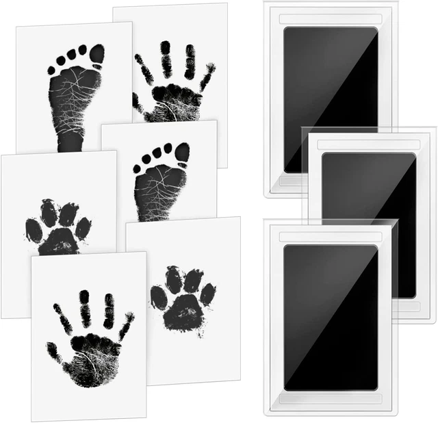 Baby Handprint and Footprint Ink Kit, 3 X Baby Handprint Ink Pads with Clean-Tou
