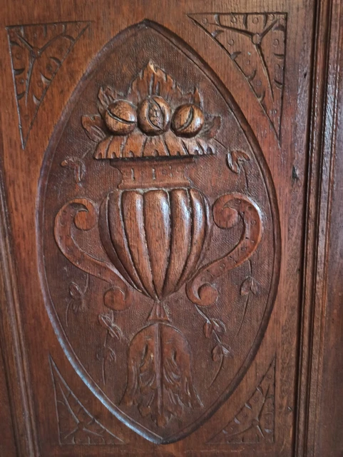 26" Antique French Architectural Panel Door Oak Wood Carved Salvage 2