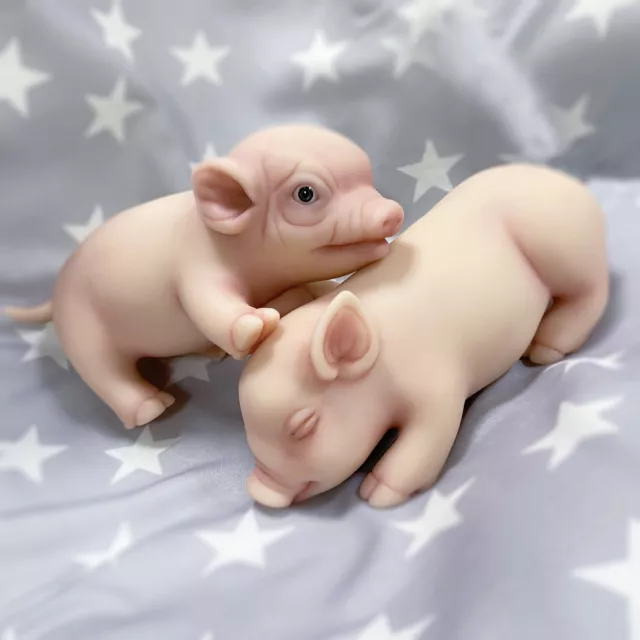 6in Unpainted Reborn Baby Doll Full Body Silicone Pig Toy DIY Doll