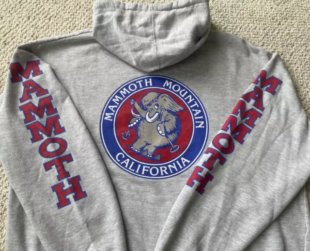 MAMMOTH MOUNTAIN CALIFORNIA Wooly skiing gray long sleeve Hoodie men L NEW