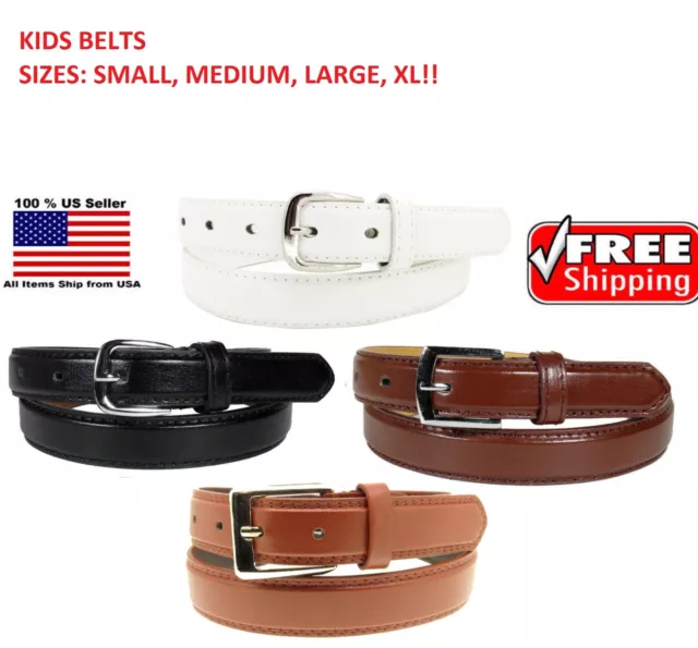 Boys Kids Leather Belt Black Brown Suit Casual Metal Buckle High Quality Uniform