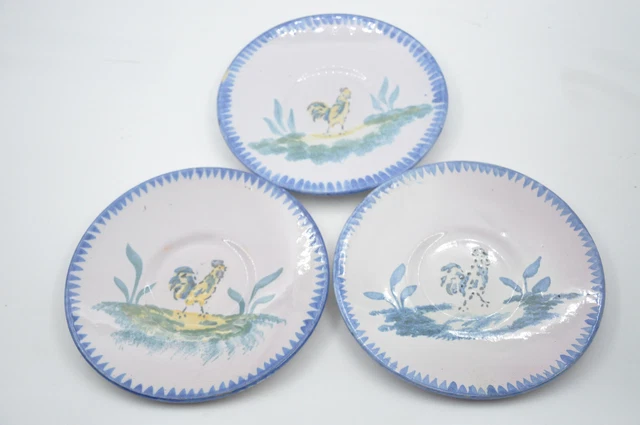 Ancien service 3 Assiettes de Charolles décor au coq collection déco campagne