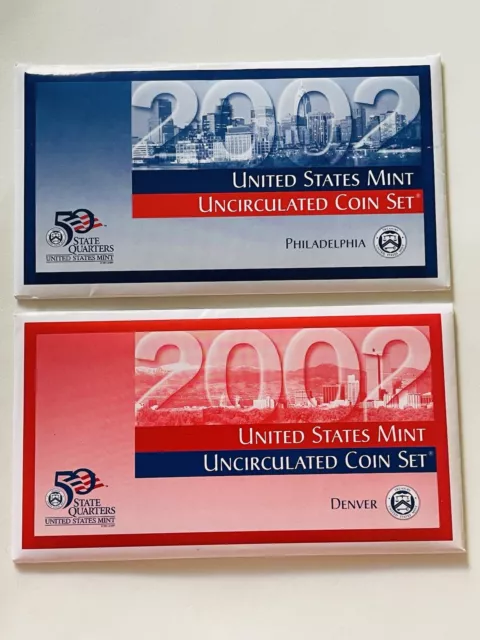 🐝2002 United States Mint Uncirculated Coin Set Denver and Philadelphia W COA