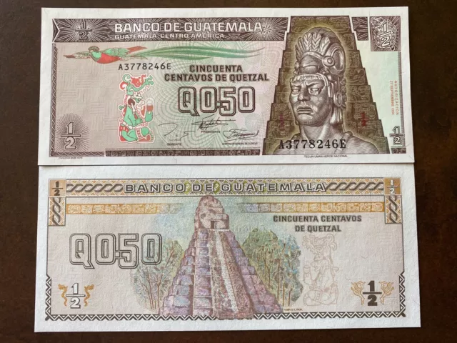 Billet de banque banknote money GUATEMALA 0,50 1/2 QUETZAL 1994 UNC NEW NEUF