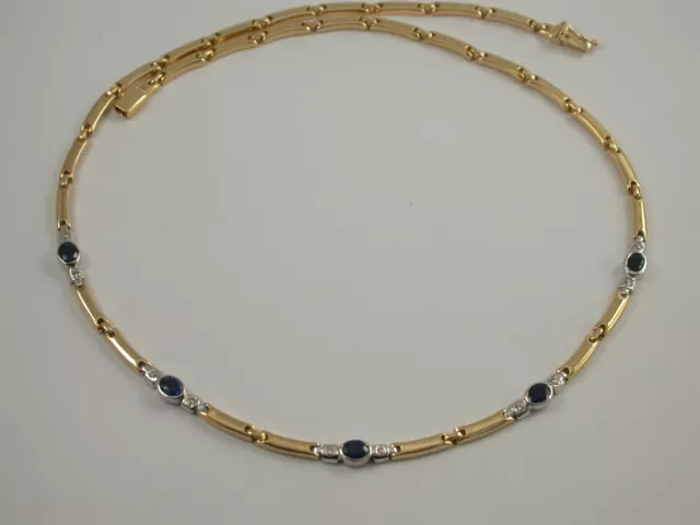 feines Designer - Collier  Gelb- u. Weißgold 750  Brillanten und Saphiren