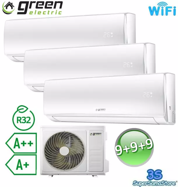 3S Climatiseur Green Electric Wifi R32 9000+9000+9000 Btu Inverter Trial Split
