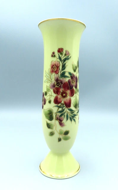 Zsolnay Porcelain Vase Hungarian Hand Painted Large Tall Meadow Flowers 9380