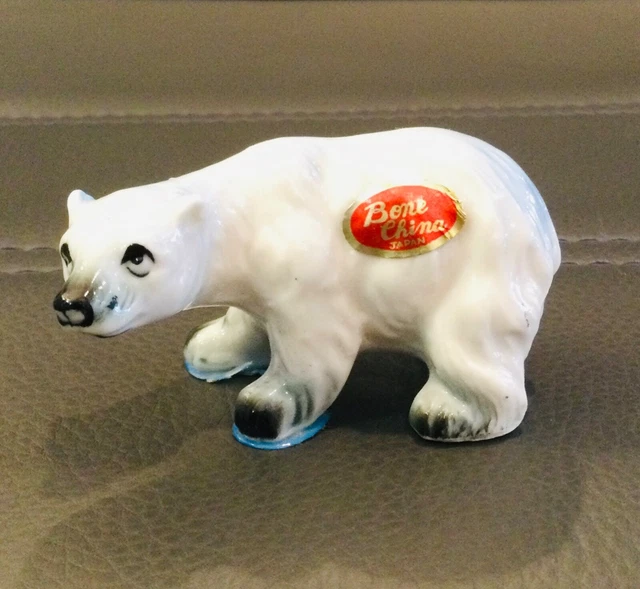 VINTAGE MINIATURE BONE China Polar Bear Figurine Made in Japan £9.66