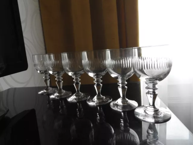 Ancien Service de 6 verres en cristal gravé St Louis Baccarat RENAISSANSE Ballon
