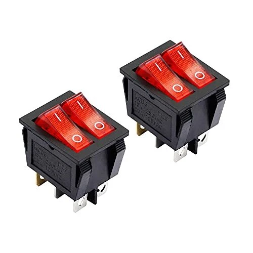 RIIEYOCA 2 pièces interrupteur à bascule rouge 15A/250V lumière LED bateau il...