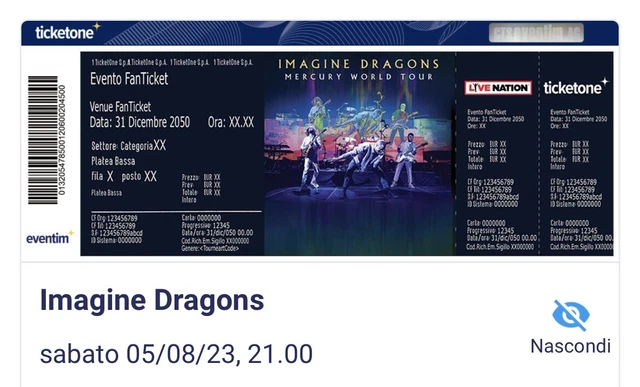 Biglietto Roma Imagine Dragons 05/08/23 Posto Unico