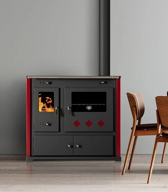 Estufa de Leña Practik lux Eco, Placa Cerámica conducto derecho 9,5KW