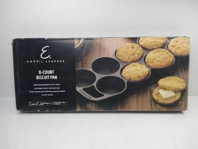 Emeril Lagasse Preseasoned Cast Iron Pan 8 Count Biscuit Oven Cooking Bake Ware