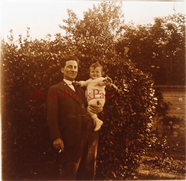 FRANCE Famille c1930 Photo Plaque de verre Stereo Vintage P29L5n6