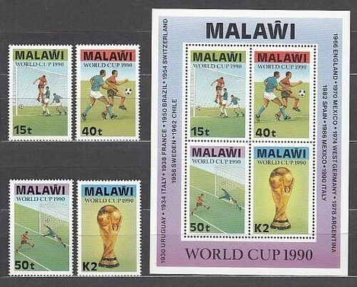 Malawi - Post Yvert 557/60 + Hb 70 MNH Sport Fußball