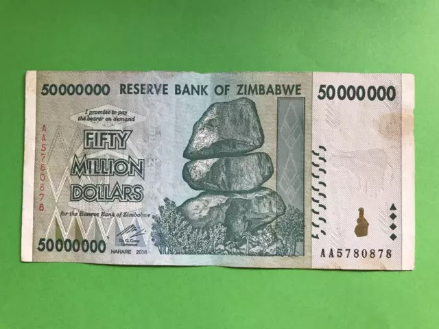 Billete de 50.000.000 dolares de Zimbabue