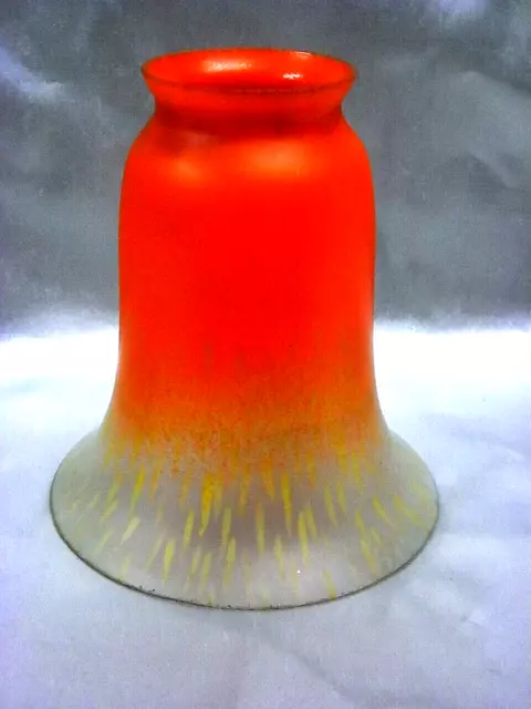Ancienne Tulipe Pate De Verre Orange Art Deco Lampe Lustre Applique