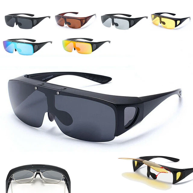 Flip Up Glasses Polarized Cover Put Fit Over Sunglasses Outdoor Driving Goggle A