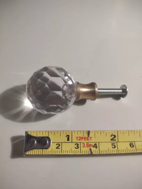 Lot of 2 Vintage Hardware Architectural Salvage Clear Glass Drawer Pull Knobs
