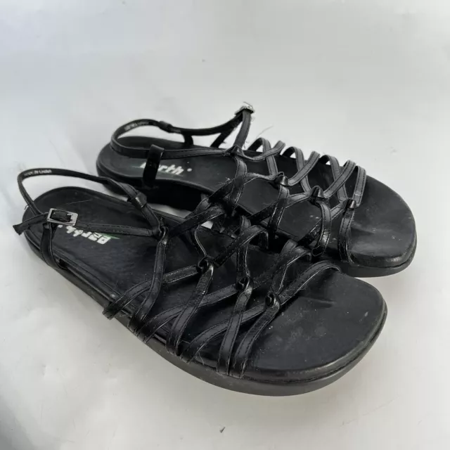 Earth Slingback Strappy Sandal Buckle Leather Open toe size 7.5 black