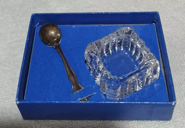 Vintage Westmorland Sterling Silver Salt Spoon Glass Dish Bowl