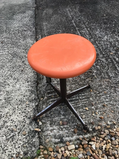 ANCIEN TABOURET D'ATELIER Tabouret D'ecole Industriel Pieds Metal
