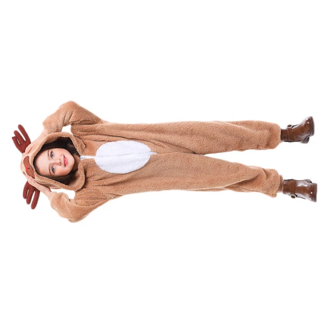 Deer Cosplay Costume Plush One Piece Costume Kids Pajama Animal