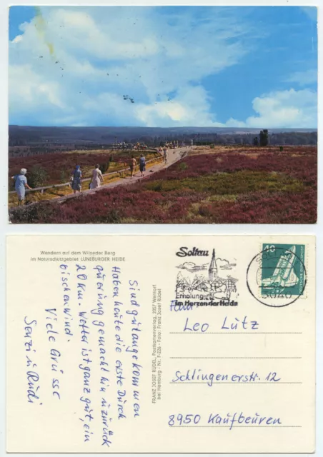 58034 - Wandern auf dem Wilseder Berg - AK, Werbestempel Soltau 21.8.1978