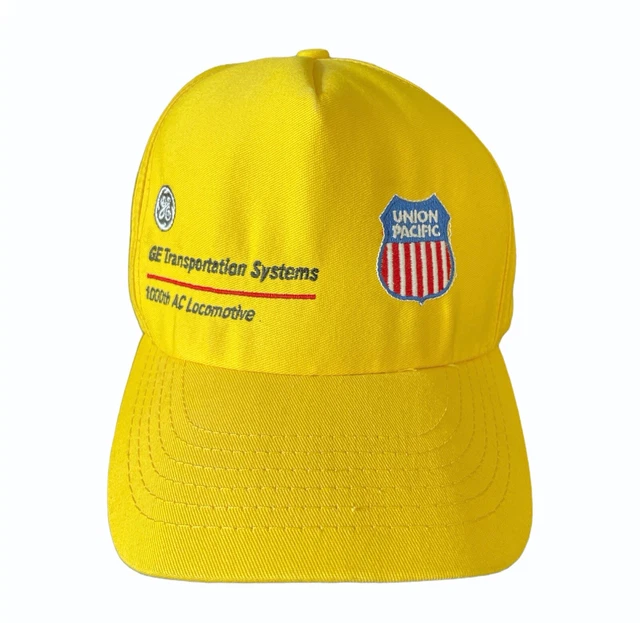 Vtg Union Pacific GE Railroad Yellow Embroidered Adjustable Baseball Cap Hat USA