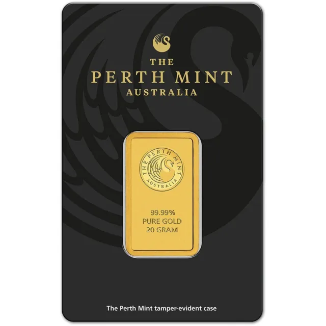 20 Gram 0.640 Troy Oz Gold Bar - Perth Mint - 99.99 Fine in Assay - Pure Gold