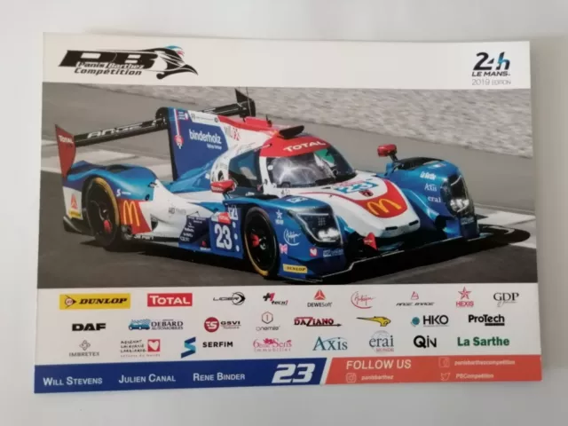 Carte signée Ligier  Panis Barthez Competition  #23  24 Heures du Mans 2019