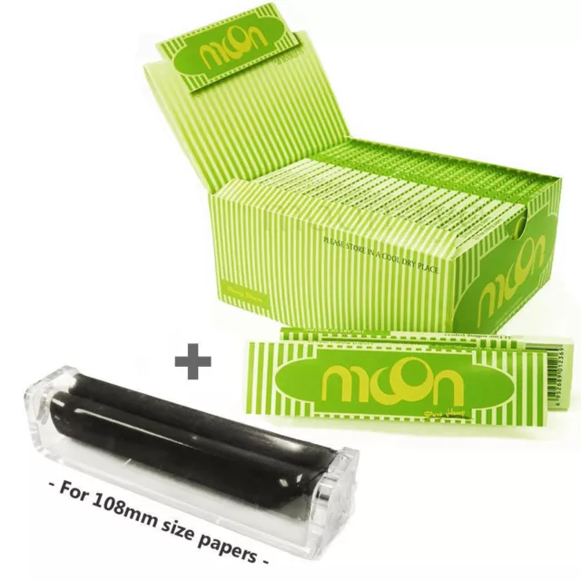 1 Box 50 Booklets Moon Hemp King Size Slim Rolling Papers  108x45mm + 1 Roller