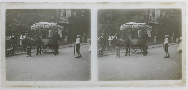 France Carriole Photo Stereo P50L2n9 Glass Plate Vintage c1930