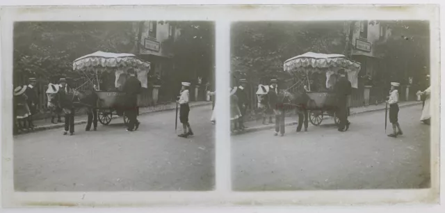 France Carriole Photo Stereo P50L2n9 Plaque de verre Vintage c1930