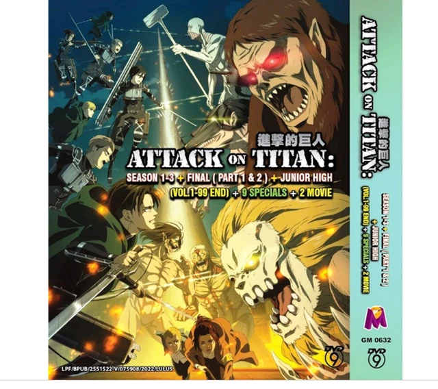 ENGLISH DUBBED Attack On Titan The Final Season 4 Part1 (Vol.1-16 End) DVD  NTSC