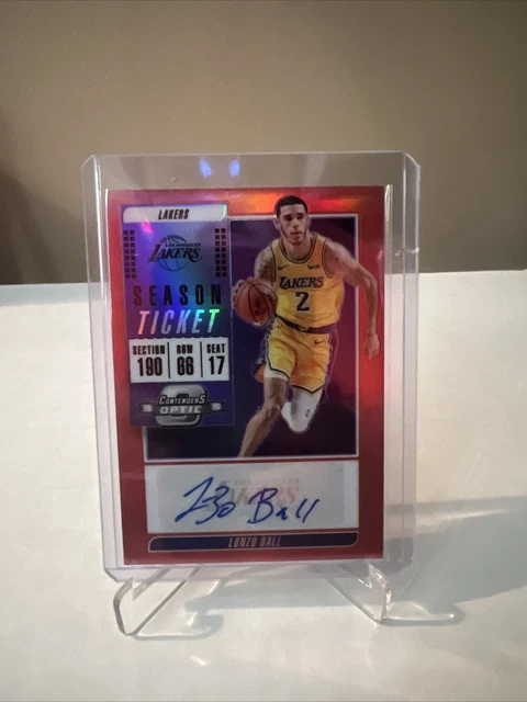 2018-19 Contenders Optic LONZO BALL Season Ticket Red Prizm /49 Auto