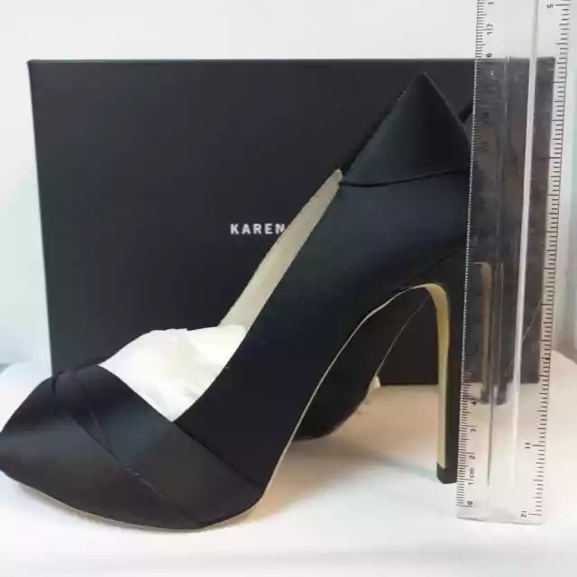 Karen Millen Satin Heels Womens Size US 8 UK 39 Open Toe Criss Cross Shoes Black 2