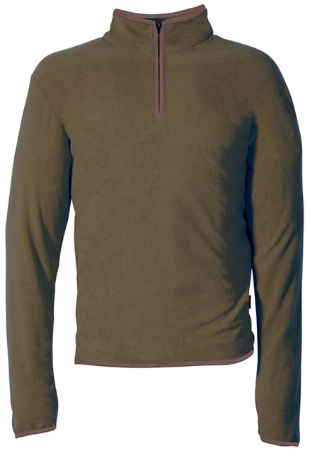 Felpa in Micropile Verde Fango con Zip al collo, Woodswear Cofra mod. CHERSON