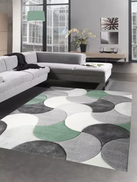 Alfombra de diseño de la sala de estar alfombra de pelo corto gotas gris verdoso