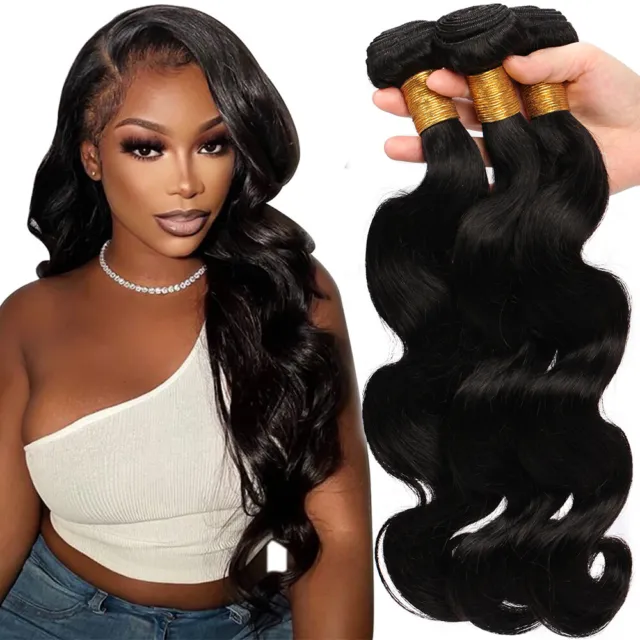 Tissage Bresilien Body Wave Naturel De Cheveux Virgin Humain Hair 100G Court #1B