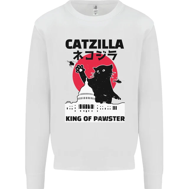 Catzilla Funny Cat Parody Kids Sweatshirt Jumper