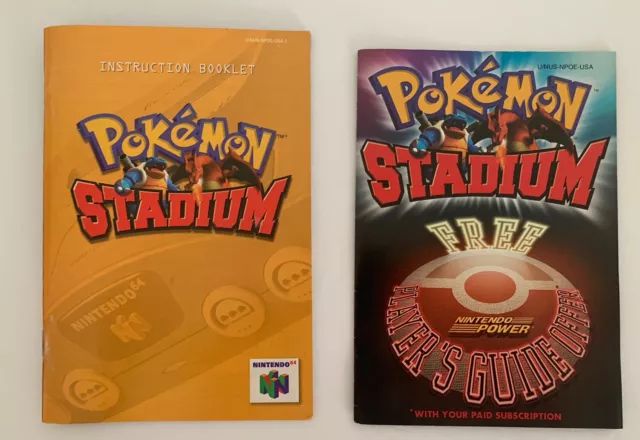 POKEMON STADIUM N64 AUTHENTIC Instruction Booklet & Insert NO GAME NO BOX NM NR