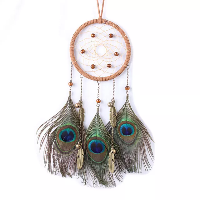 Boho Dream Catcher Peacock Feather Kit DIY Wall Hanging Dreamcatcher Room Decor