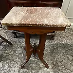 1800's Antique Walnut Marble Top Victorian Parlor Table